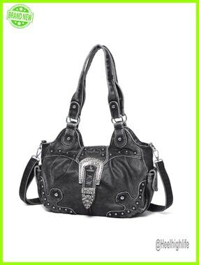 Hobo Bag Vegan Leather Purses and Handbags Shoulder Crossbody Tote with Metal